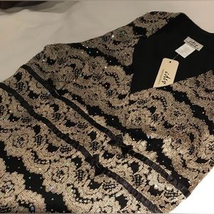 New Gold & Black Lace Top S